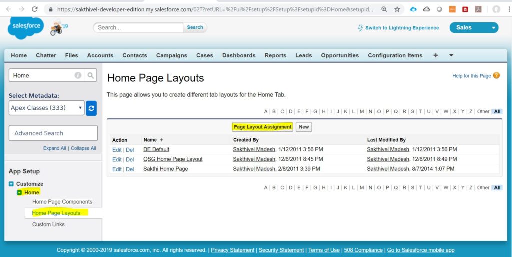 Home Page Layout Assignment In Salesforce Classic Vs Lightning