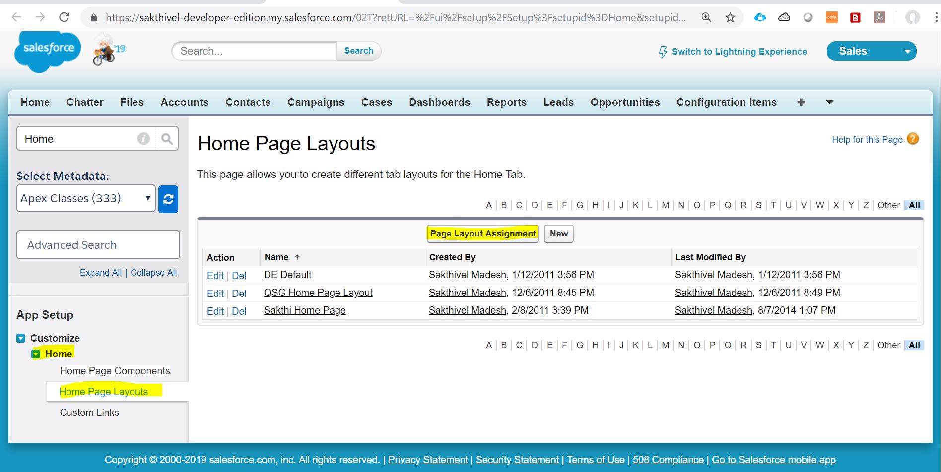 Home Page Layout Assignment in Salesforce Classic vs Lightning Experience -  